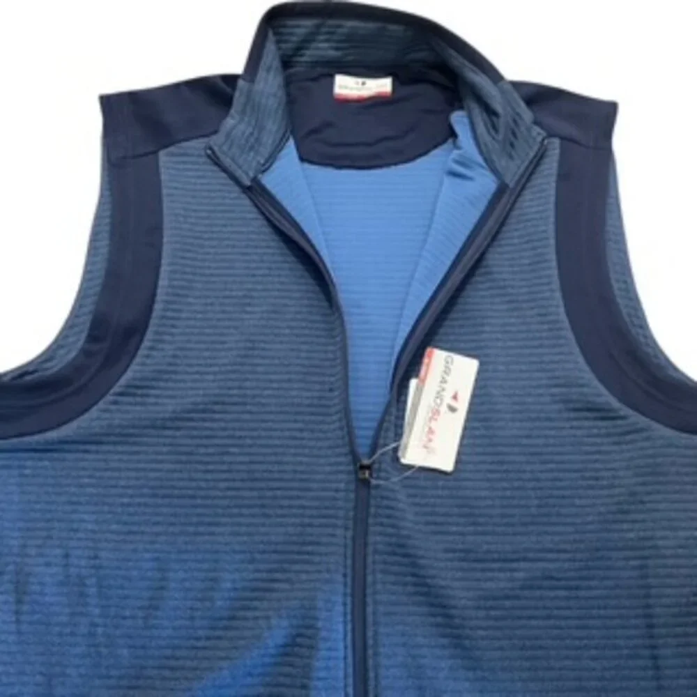 NEW Grand Slam Golf Vest Mens Size Large Blue Quilted Zip‎ Front NWT